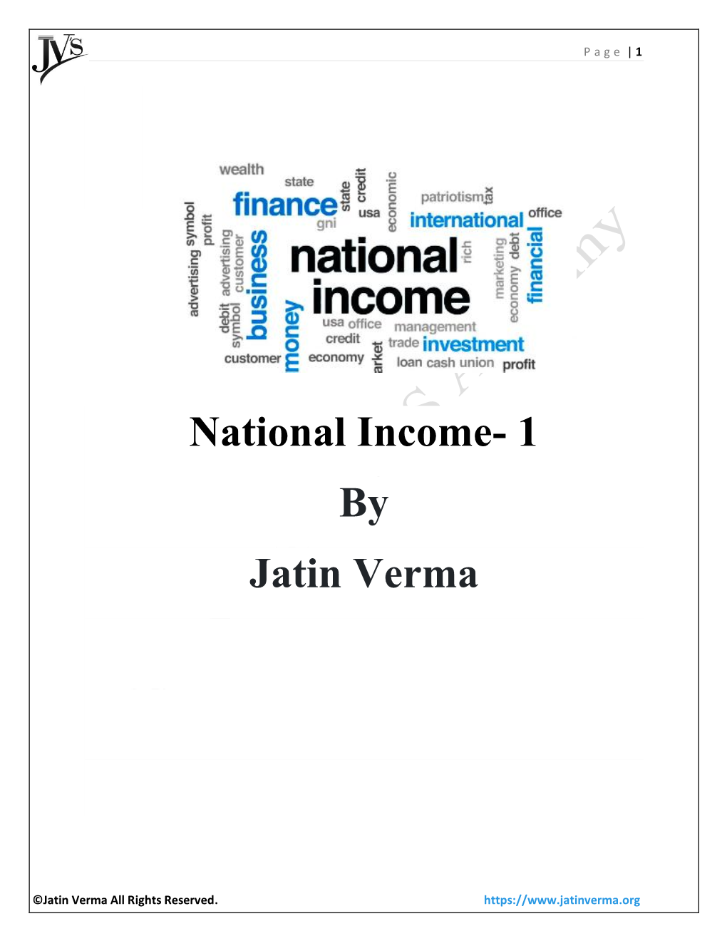 National Income- 1 by Jatin Verma