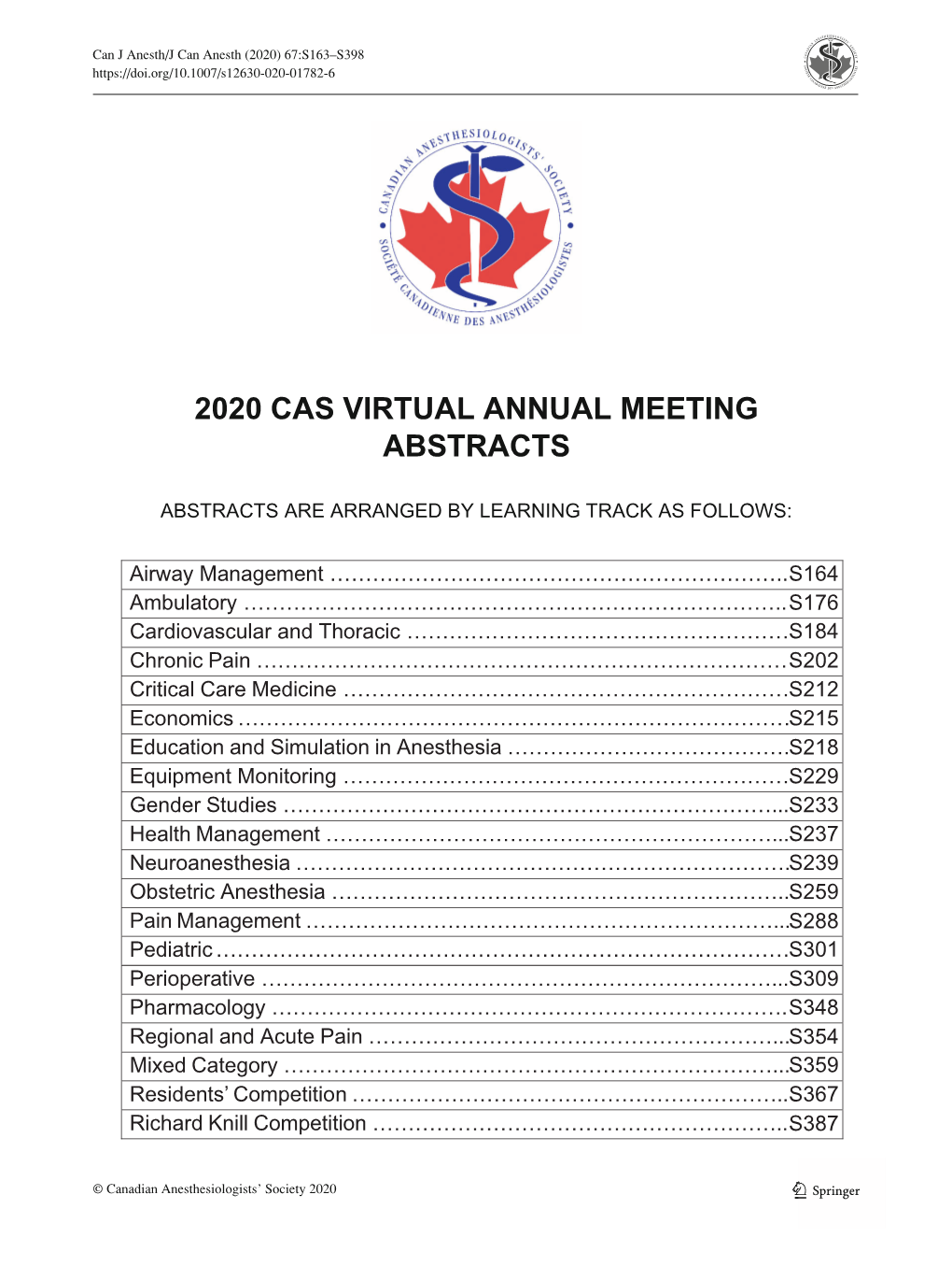 2020 Cas Virtual Annual Meeting Abstracts