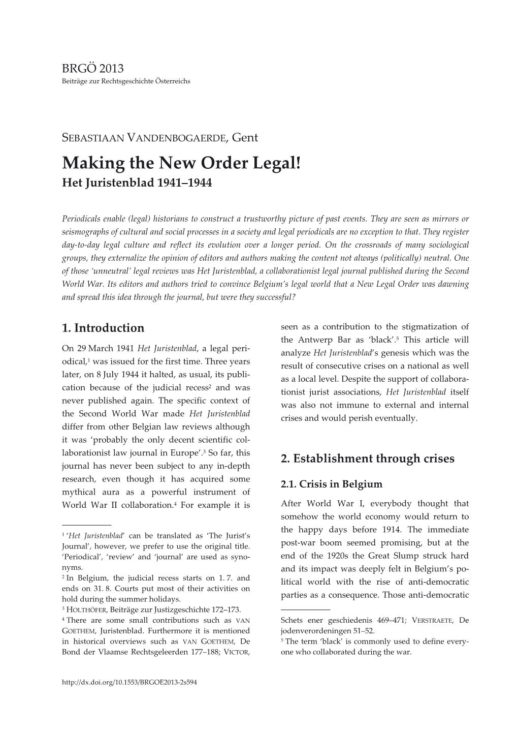 Making the New Order Legal! Het Juristenblad 1941–1944