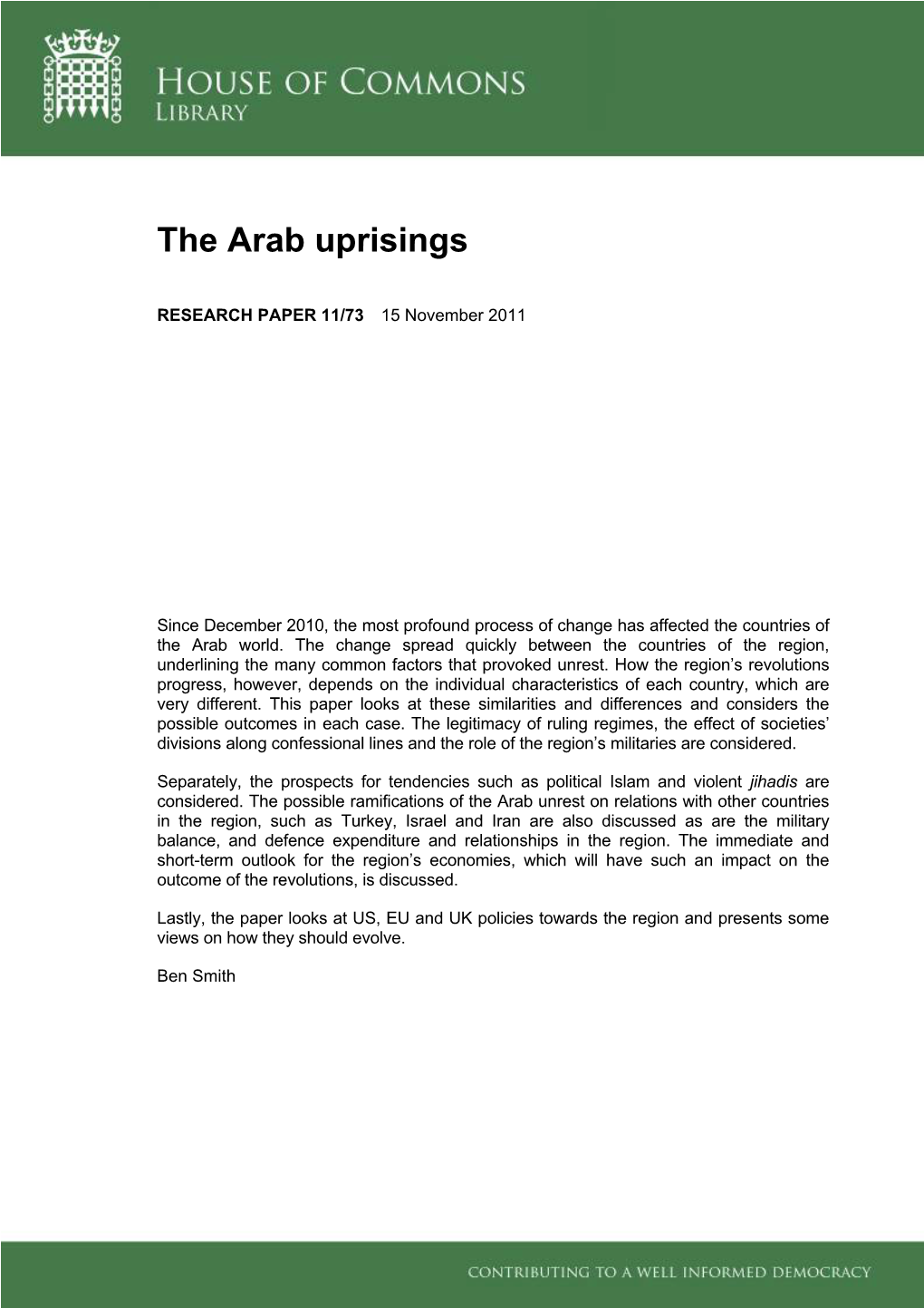 The Arab Uprisings