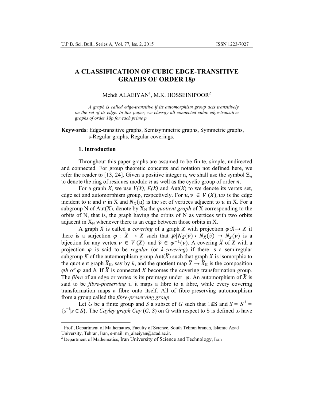A CLASSIFICATION of CUBIC EDGE-TRANSITIVE GRAPHS of ORDER 18P