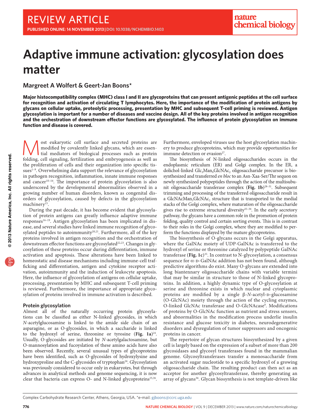 Adaptive Immune Activation: Glycosylation Does Matter