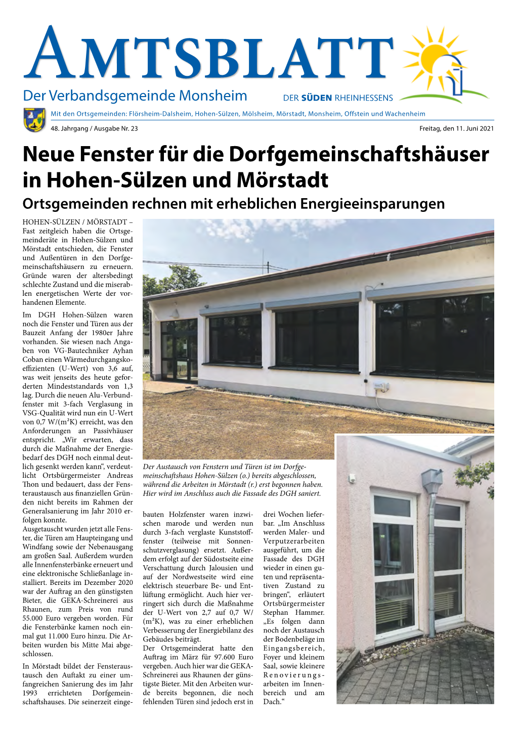 Neue Fenster Für Die Dorfgemeinschaftshäuser in Hohen