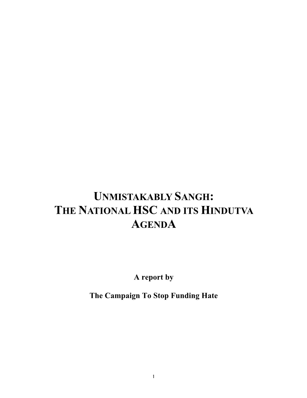 Unmistakably Sangh: the National Hsc and Its Hindutva Agenda
