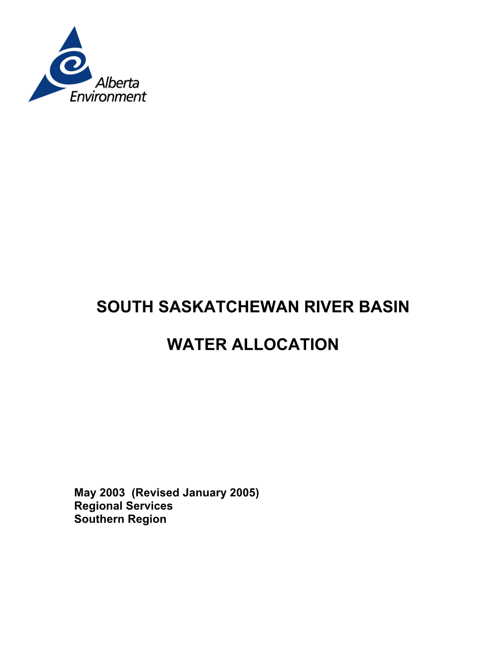 South Saskatchewan River Basin Water Allocation