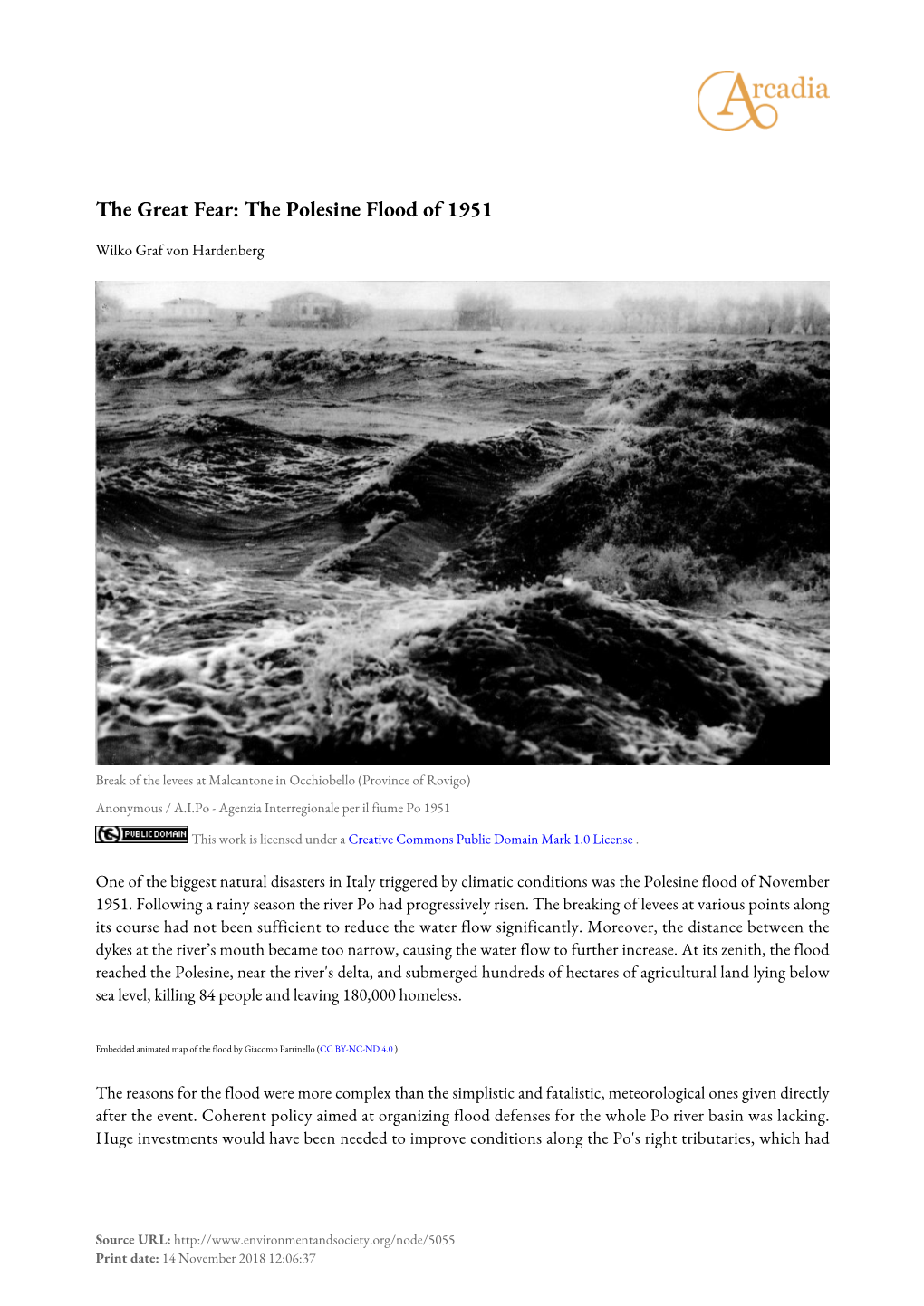 The Great Fear: the Polesine Flood of 1951