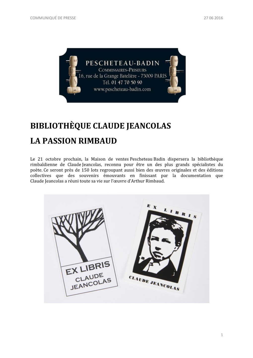 Bibliothèque Claude Jeancolas La Passion Rimbaud