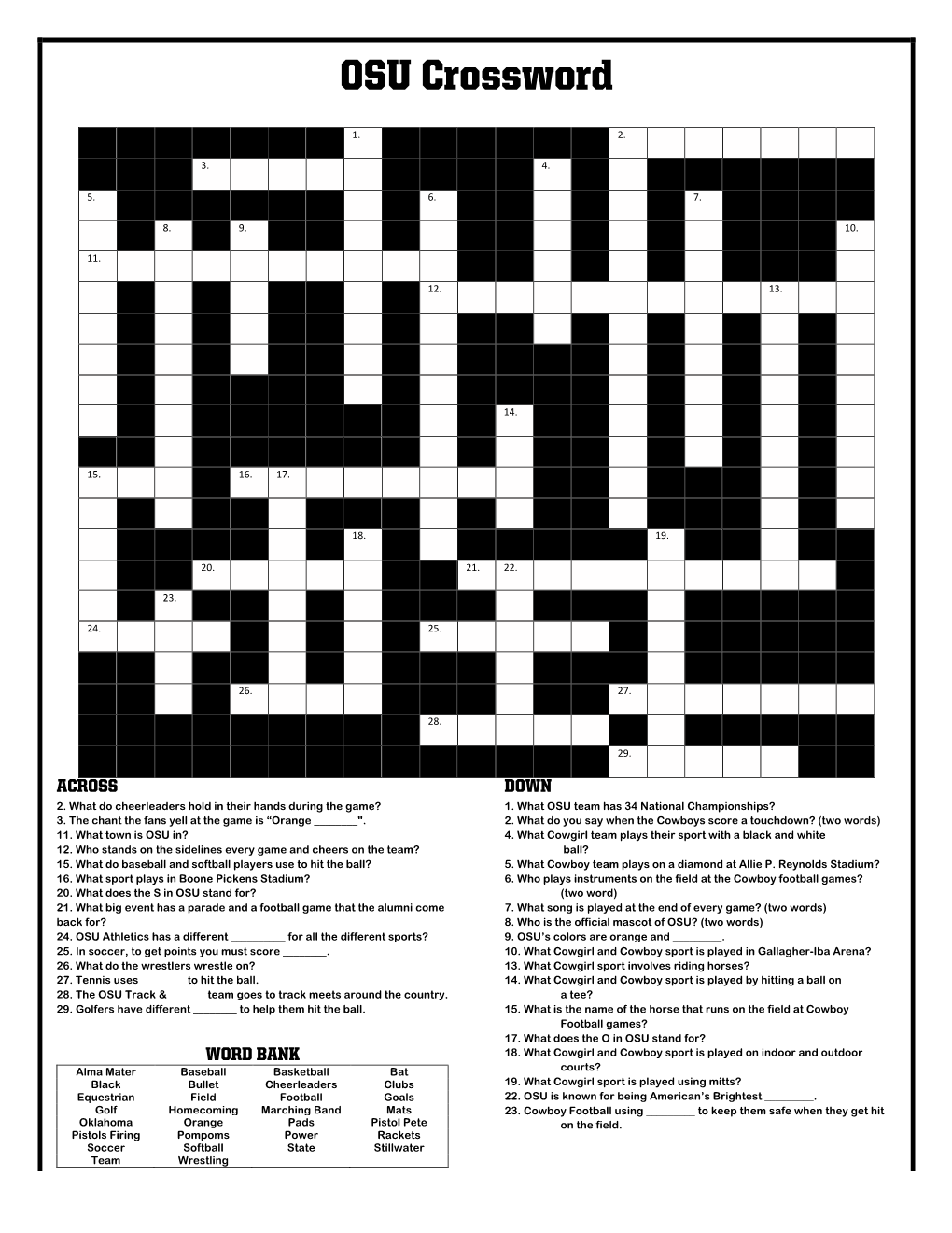 OSU Crossword