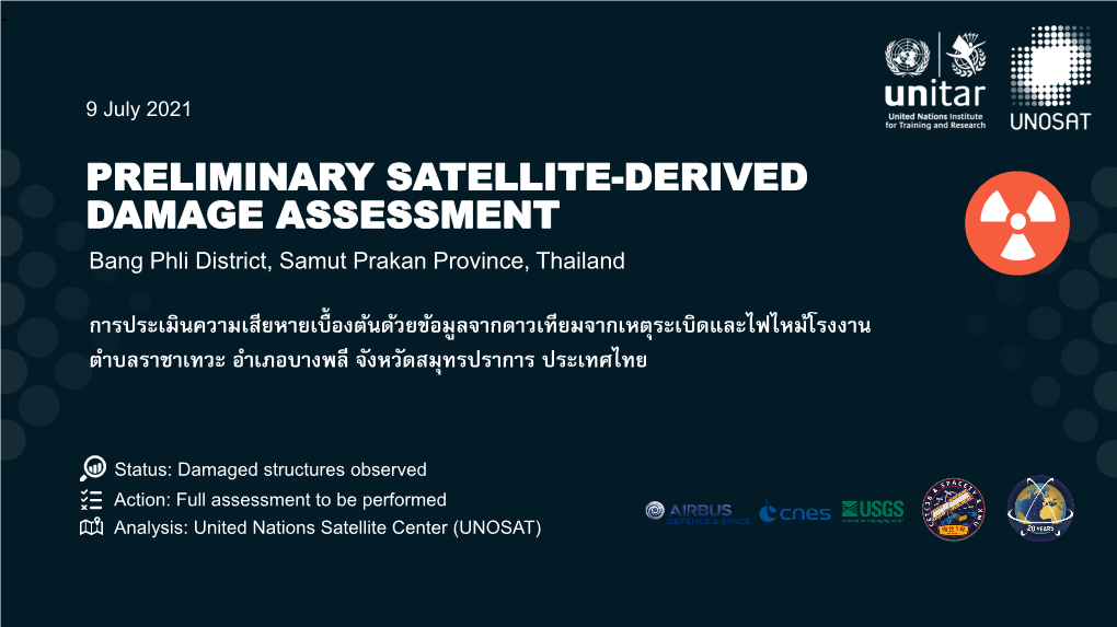 PRELIMINARY SATELLITE-DERIVED DAMAGE ASSESSMENT Bang Phli District, Samut Prakan Province, Thailand