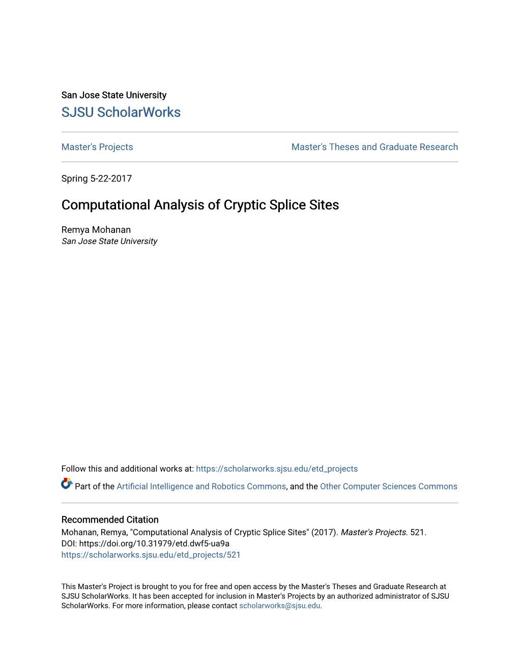 Computational Analysis of Cryptic Splice Sites