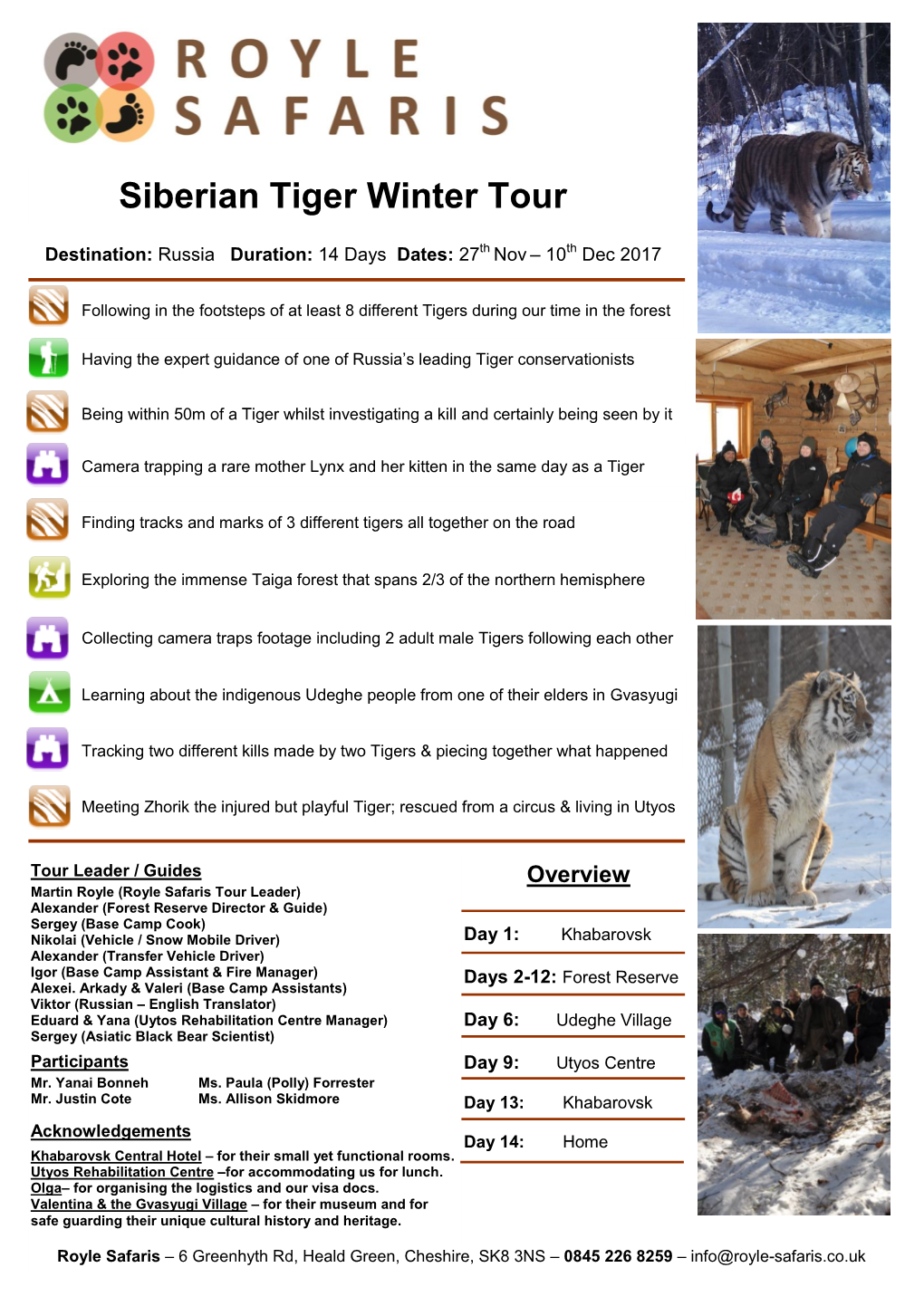 Siberian Tiger Winter Tour