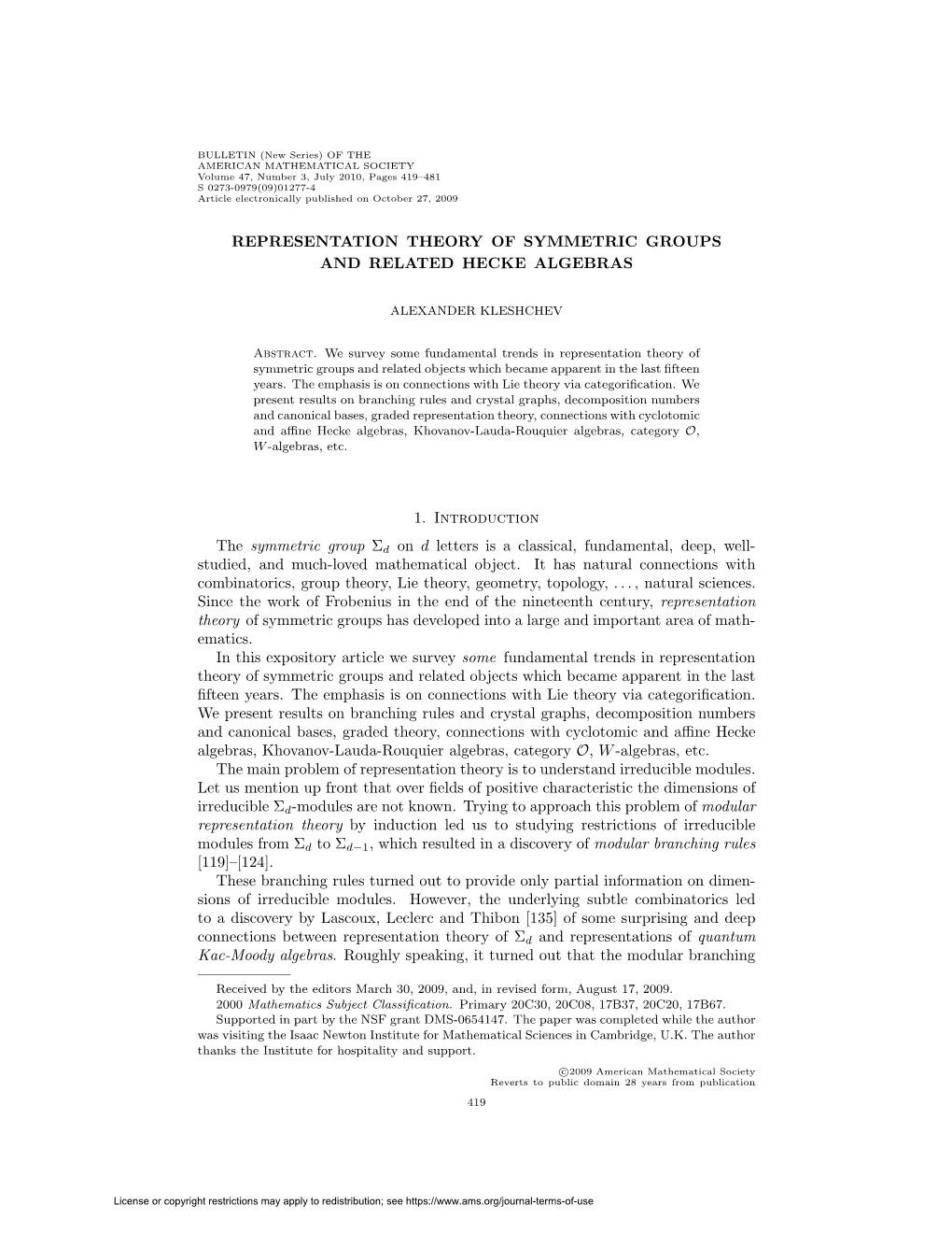 Representation Theory of Symmetric Groups and Related Hecke Algebras