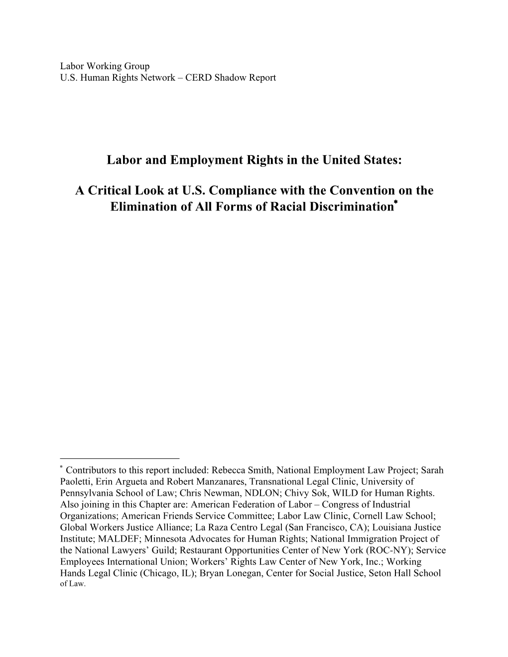 Labor and Employment Rights in the United States