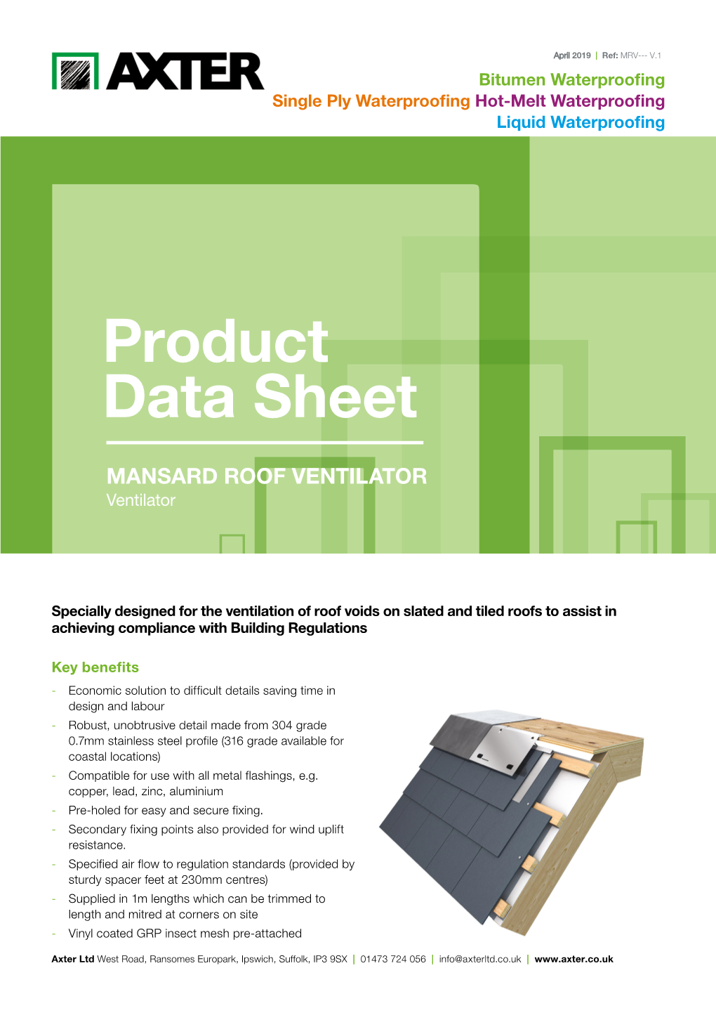 Product Data Sheet MANSARD ROOF VENTILATOR