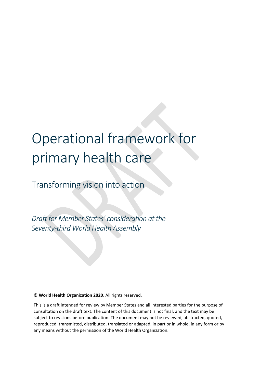 Operational Framework for Primary Health Care