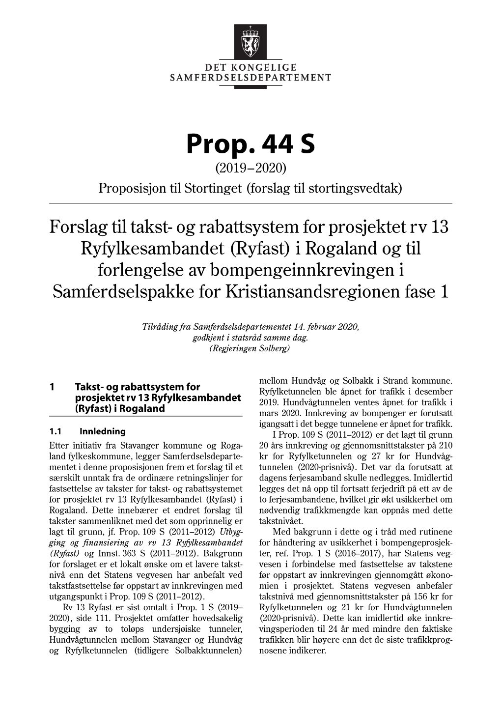 Prop. 44 S (2019–2020)