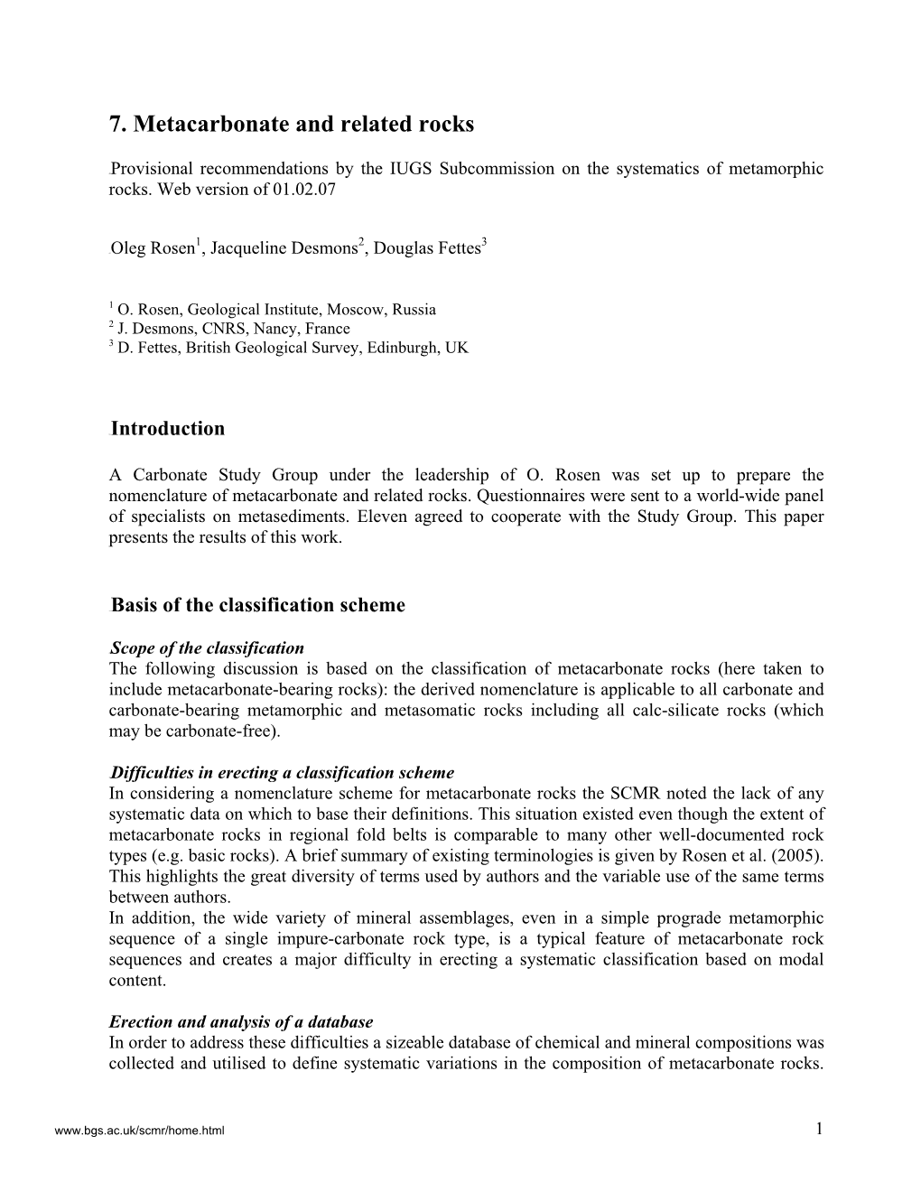 7. Metacarbonate and Related Rocks