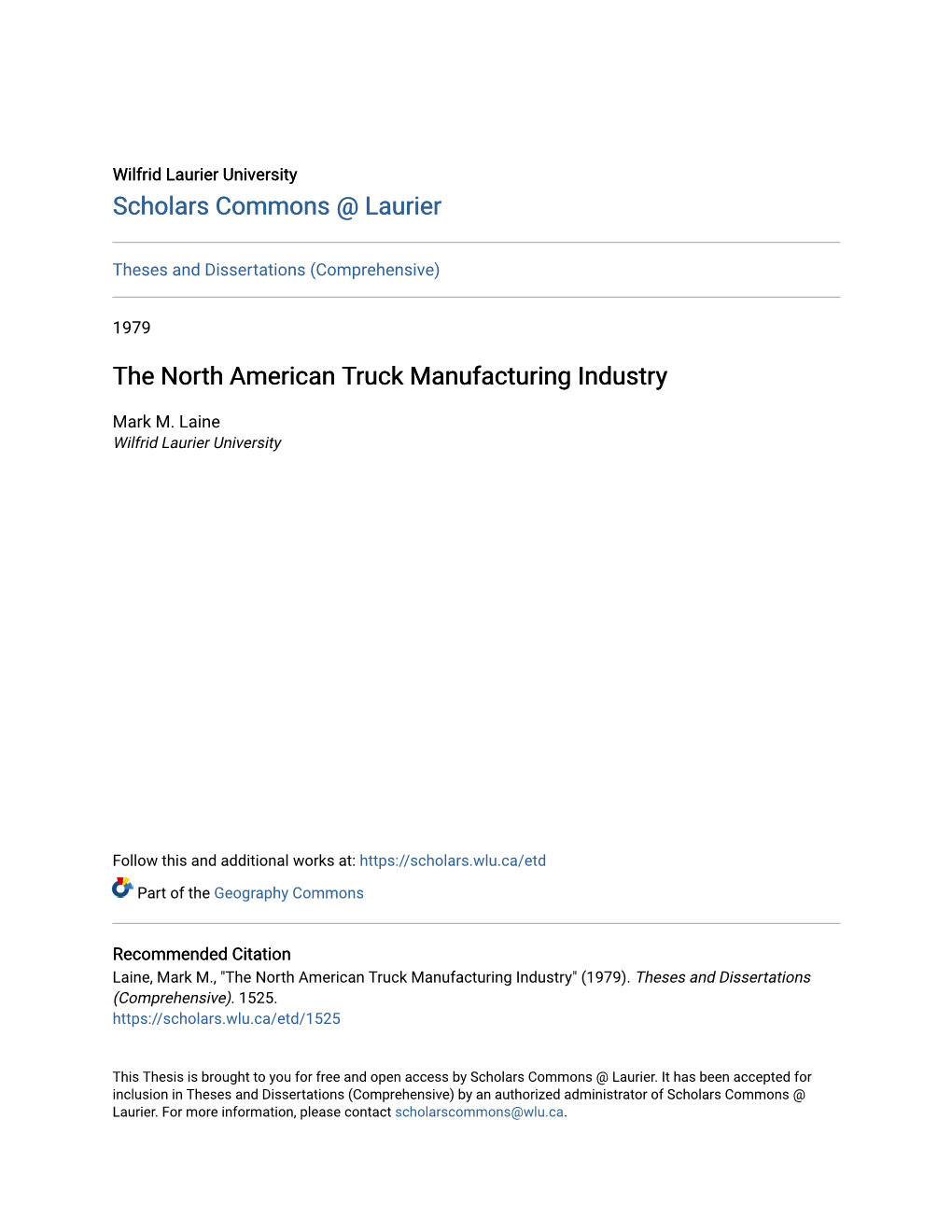 The North American Truck Manufacturing Industry