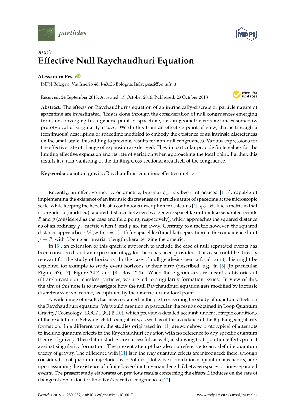 Effective Null Raychaudhuri Equation