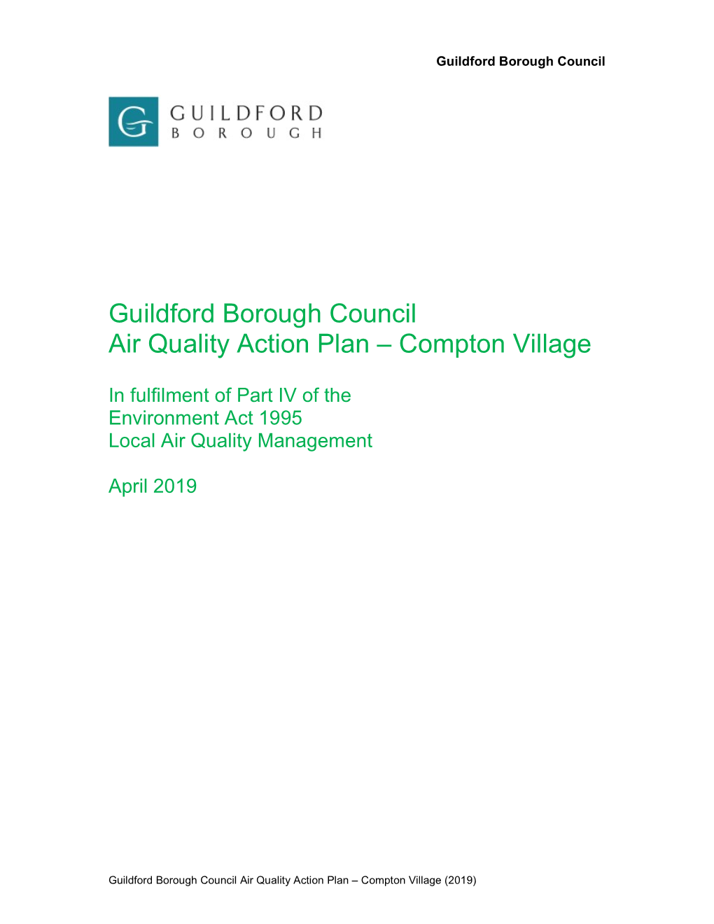 Compton Air Quality Action Plan 2019