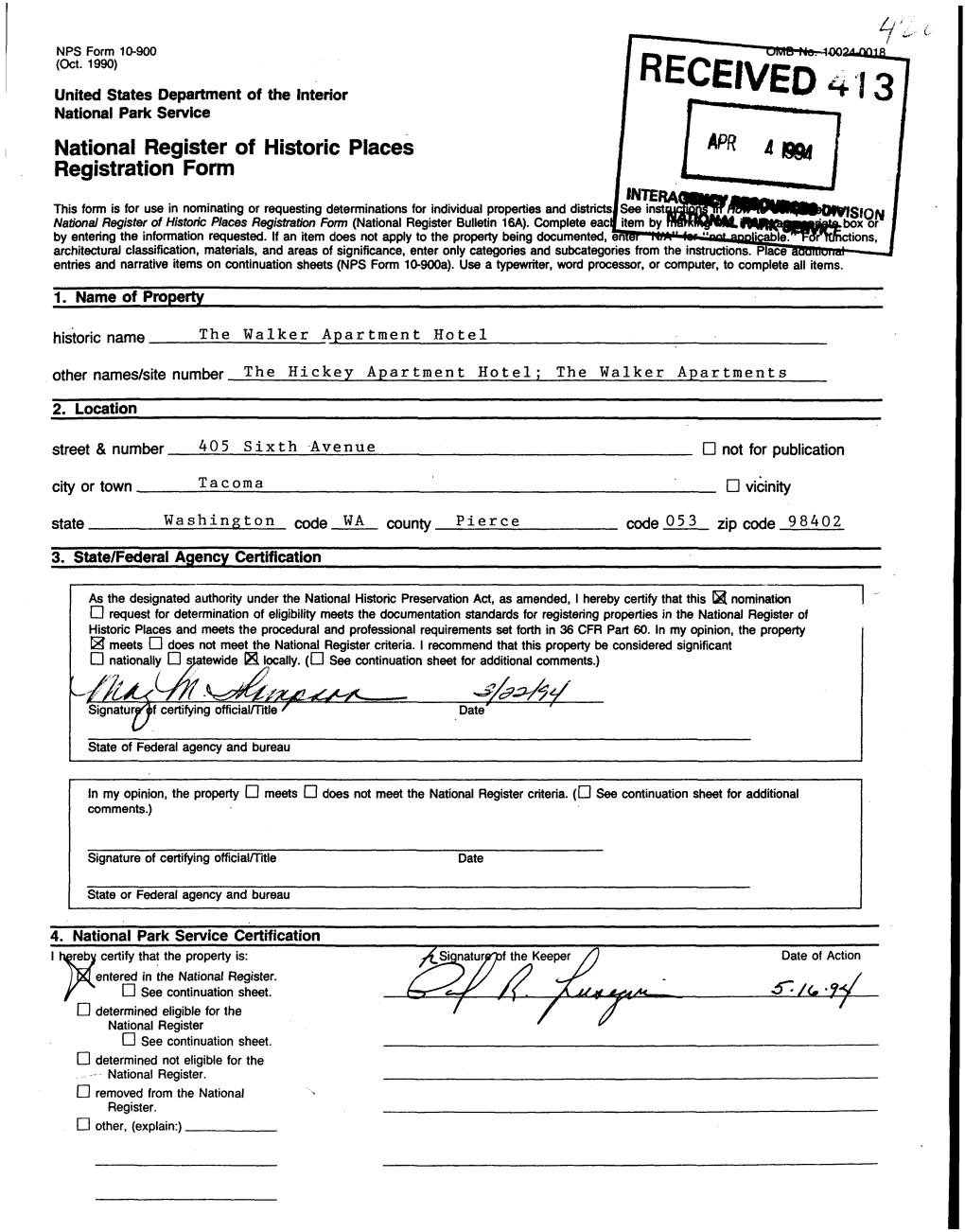 RECEIVED United States Department of the Interior National Park Service National Register of Historic Places Registration Form