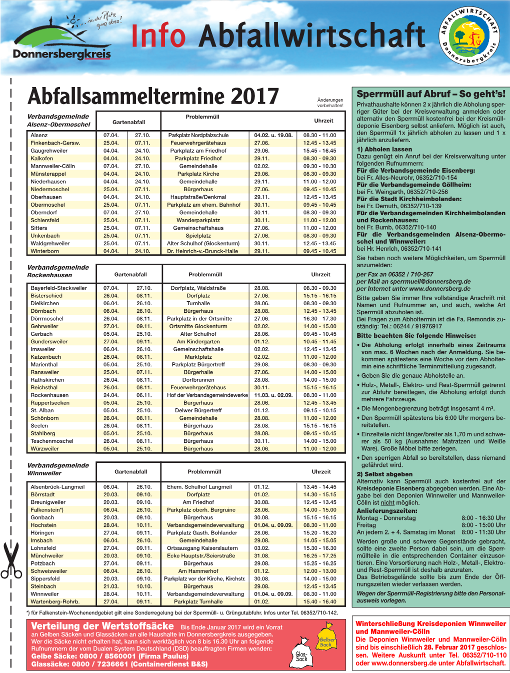 Abfallsammeltermine 2017