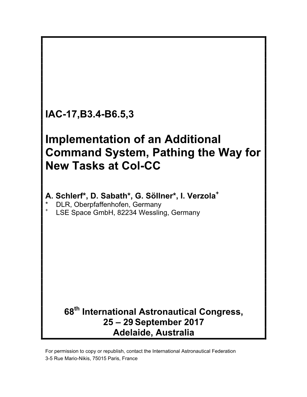 Implementation of an Additional Command System, Pathing the Way for New Tasks at Col-CC