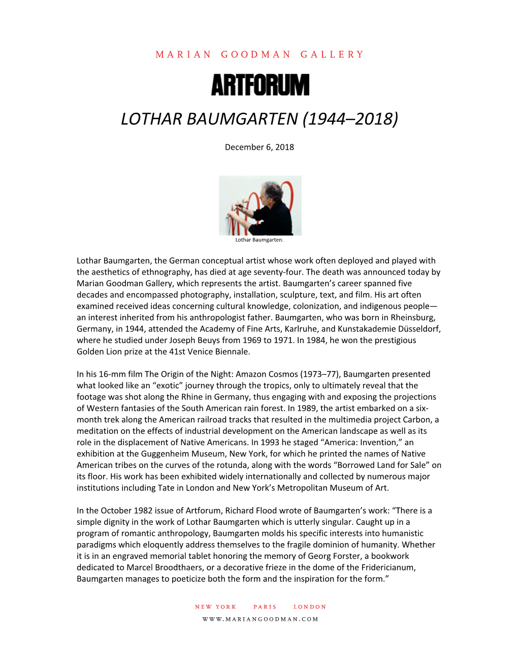 Press Lothar Baumgarten (1944–2018)