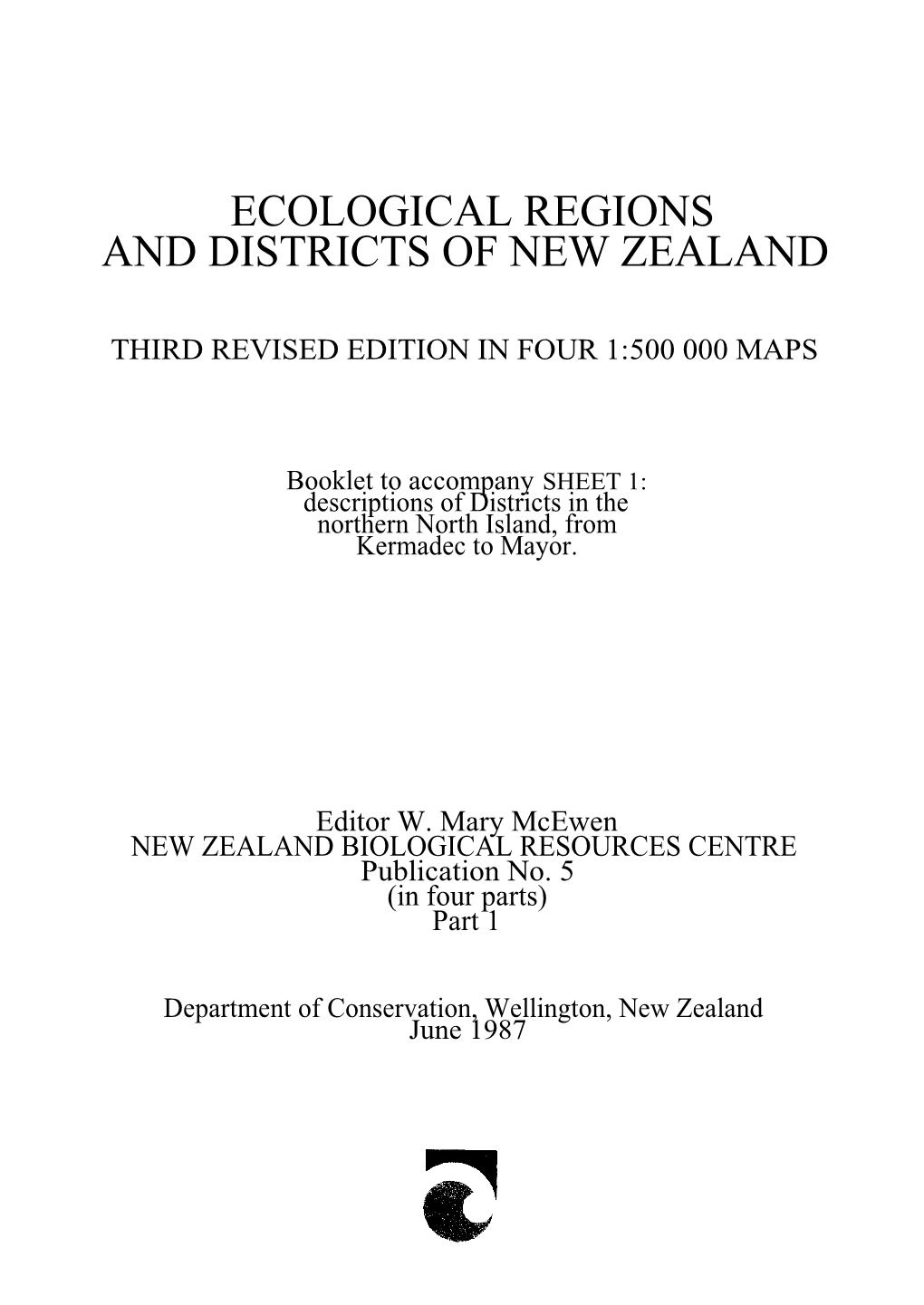 Ecological Regions and Districts of New Zealand