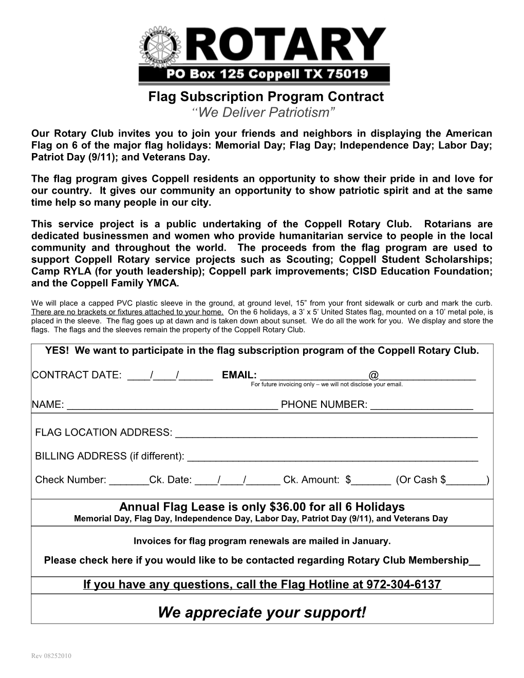 Rotary - Coppell Flag Contract - 0517007