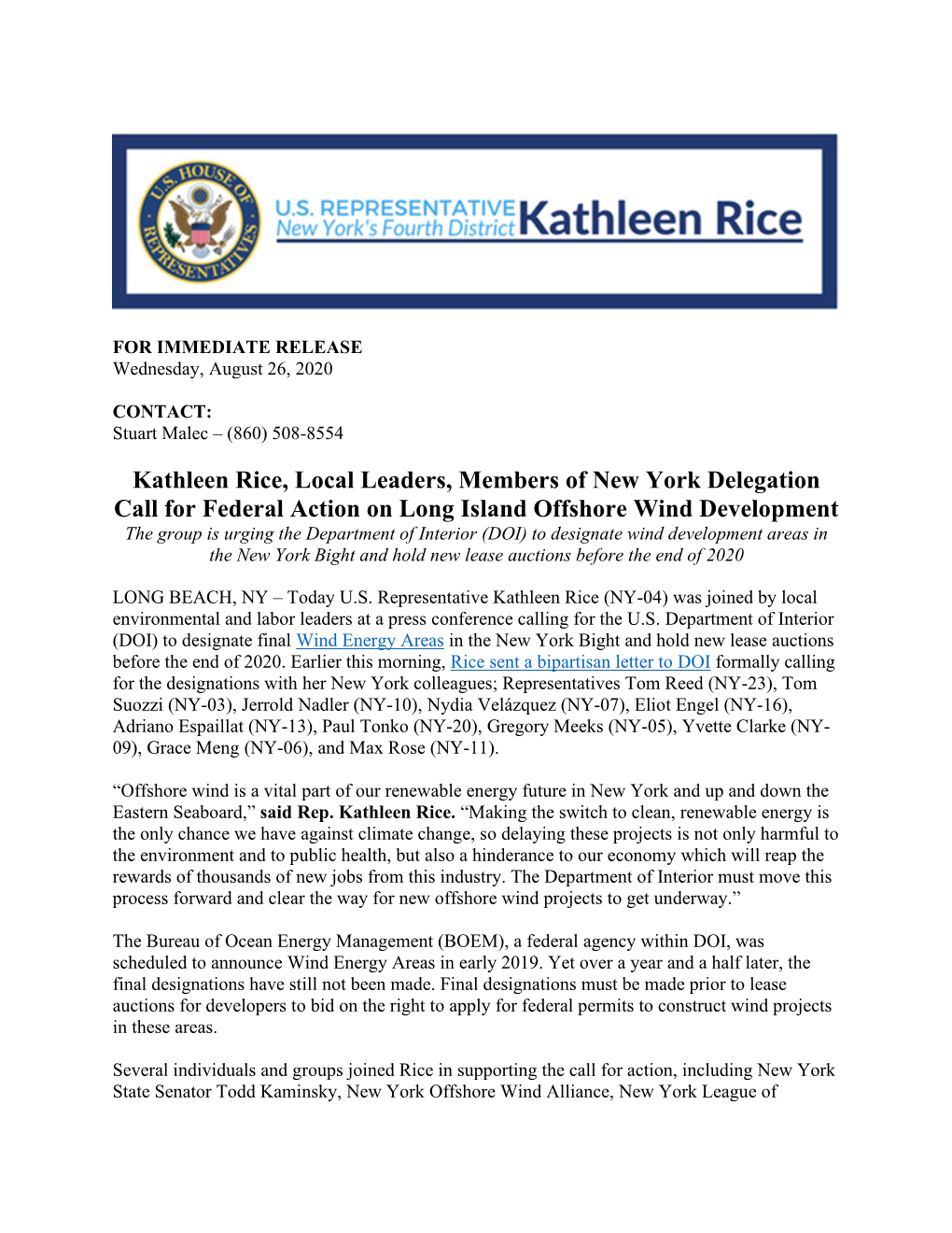 Kathleen Rice, Local Leaders, Members of New York Delegation