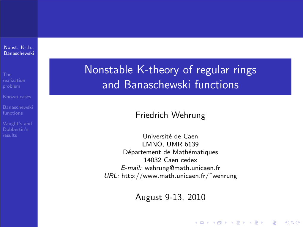 Nonstable K-Theory of Regular Rings and Banaschewski Functions