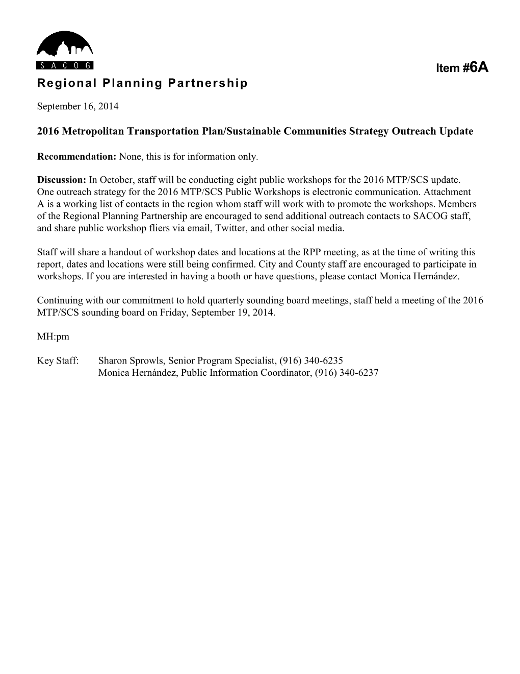 Item #6A Regional Planning Partnership