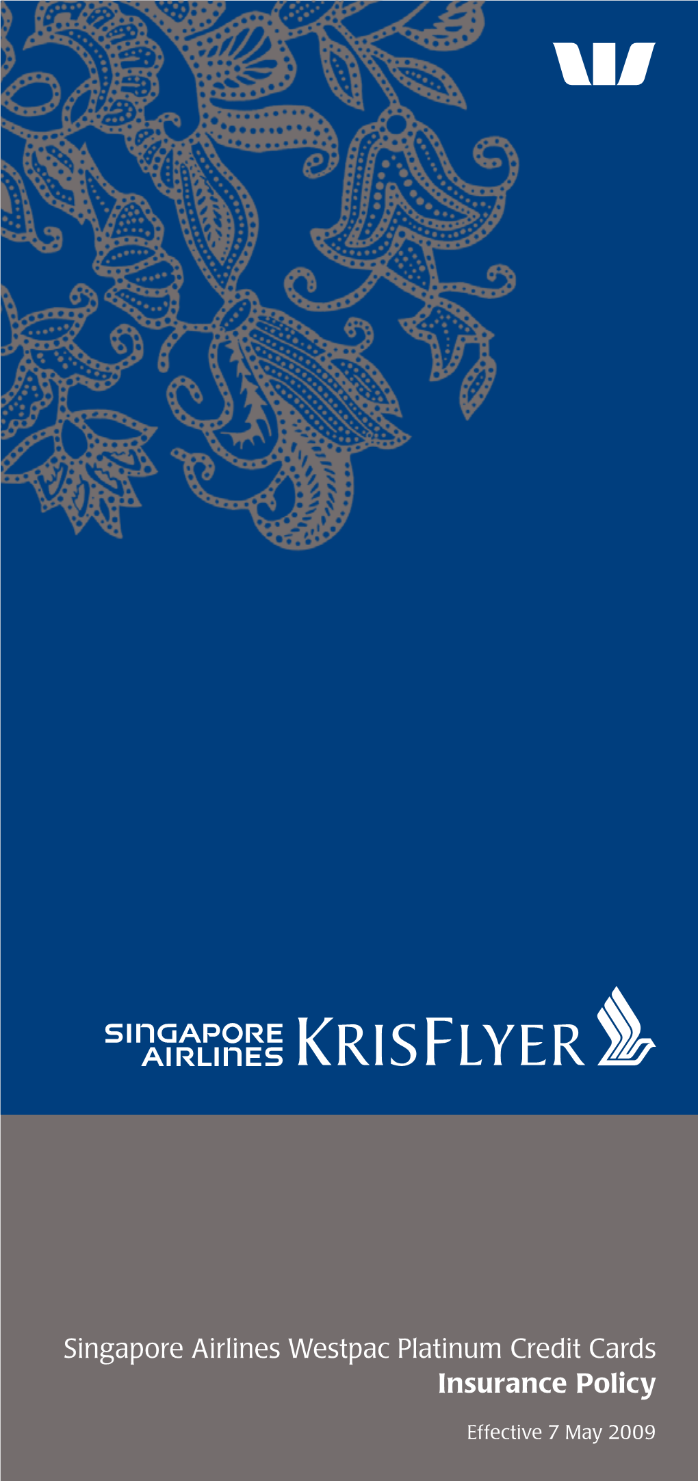 Singapore Airlines Westpac Platinum Credit Cards Insurance Policy
