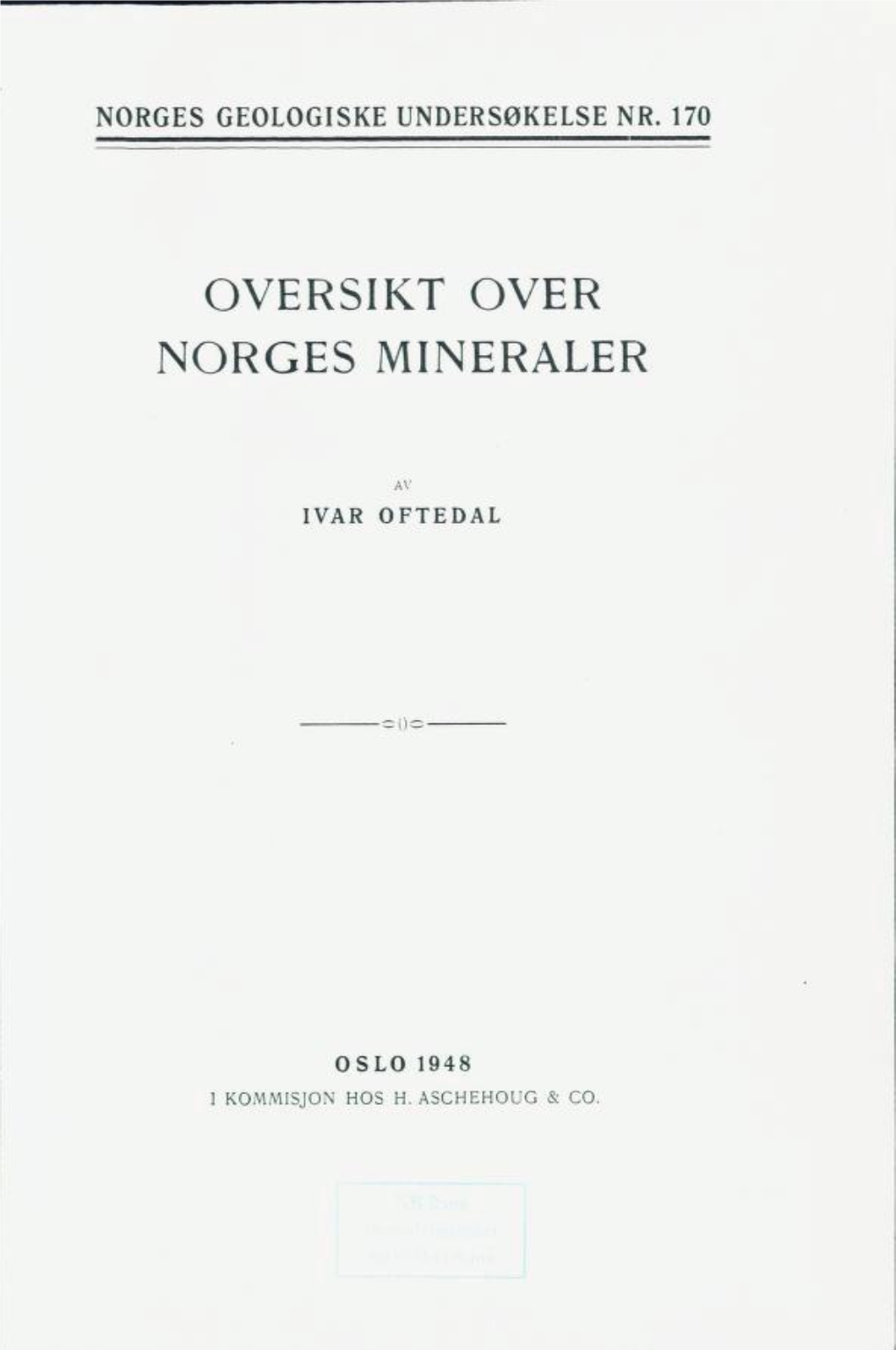 Oversikt Over Norges Mineraler