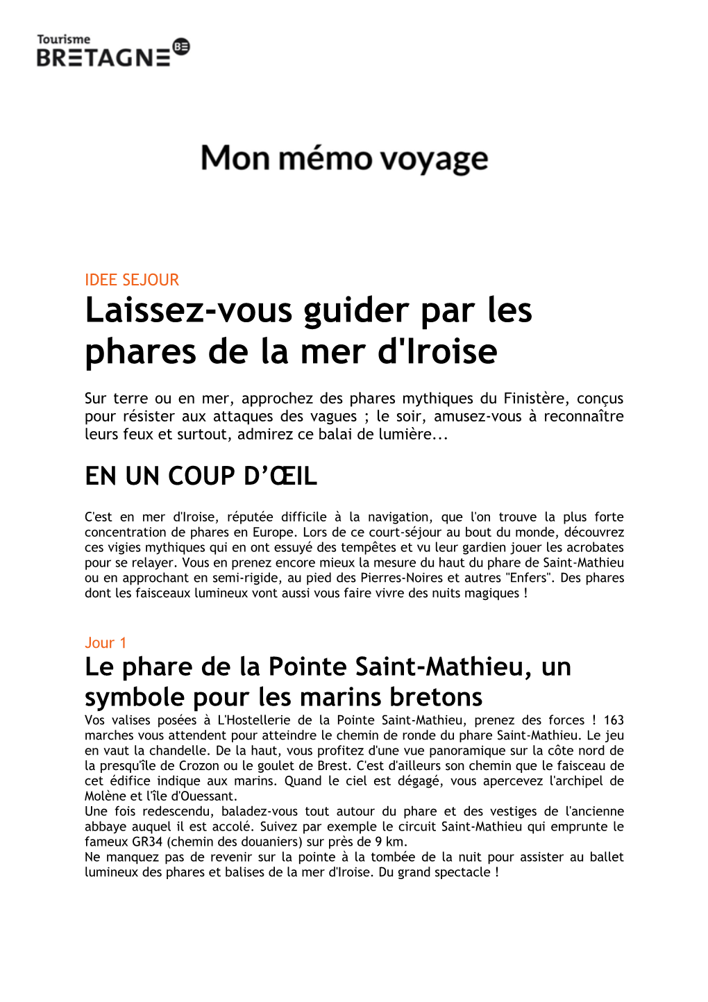 Laissez-Vous Guider Par Les Phares De La Mer D'iroise