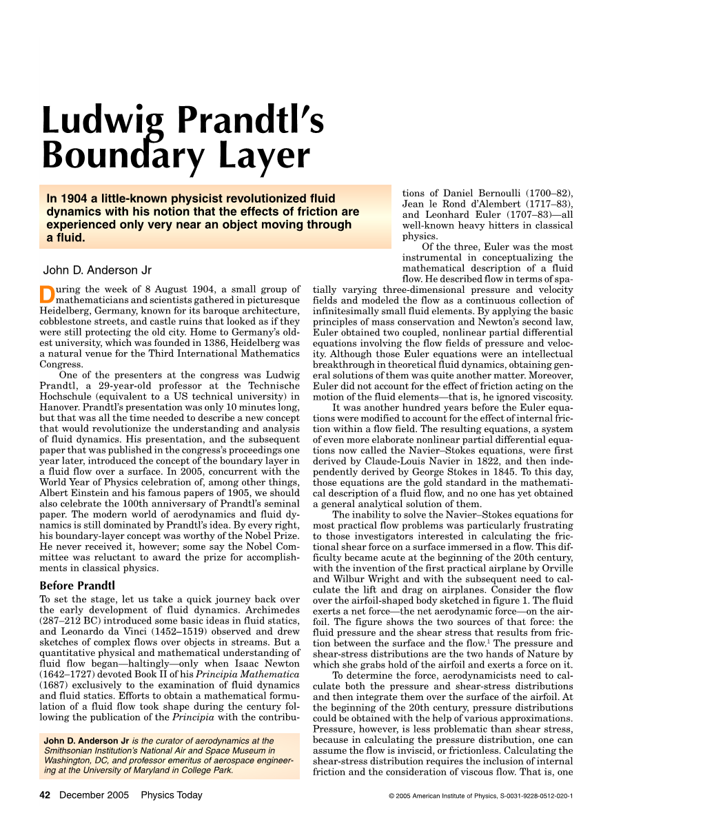 Ludwig Prandtl's Boundary Layer