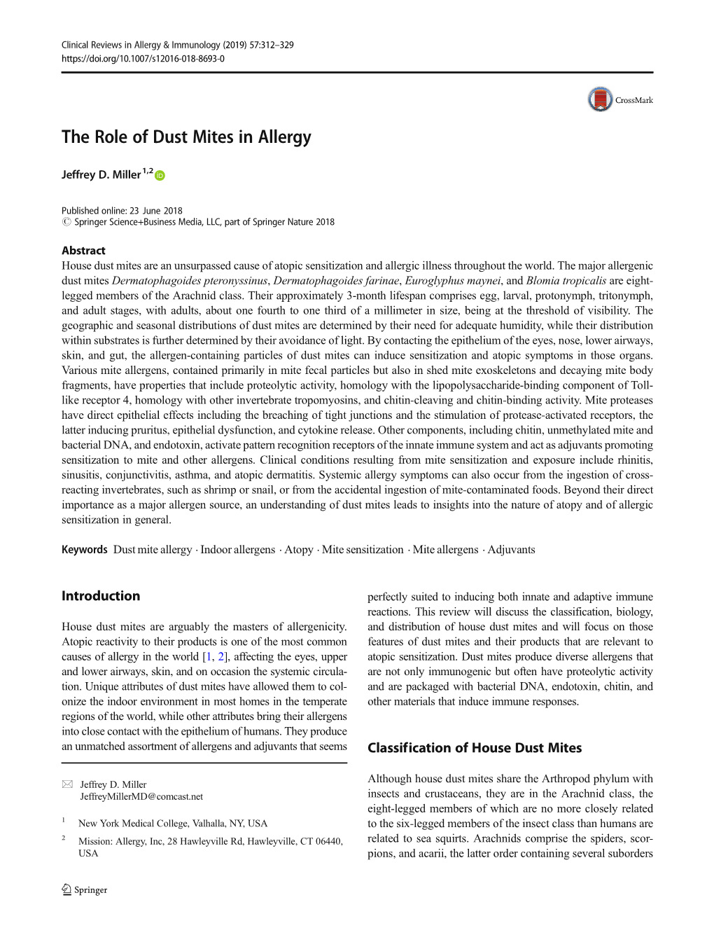 The Role of Dust Mites in Allergy