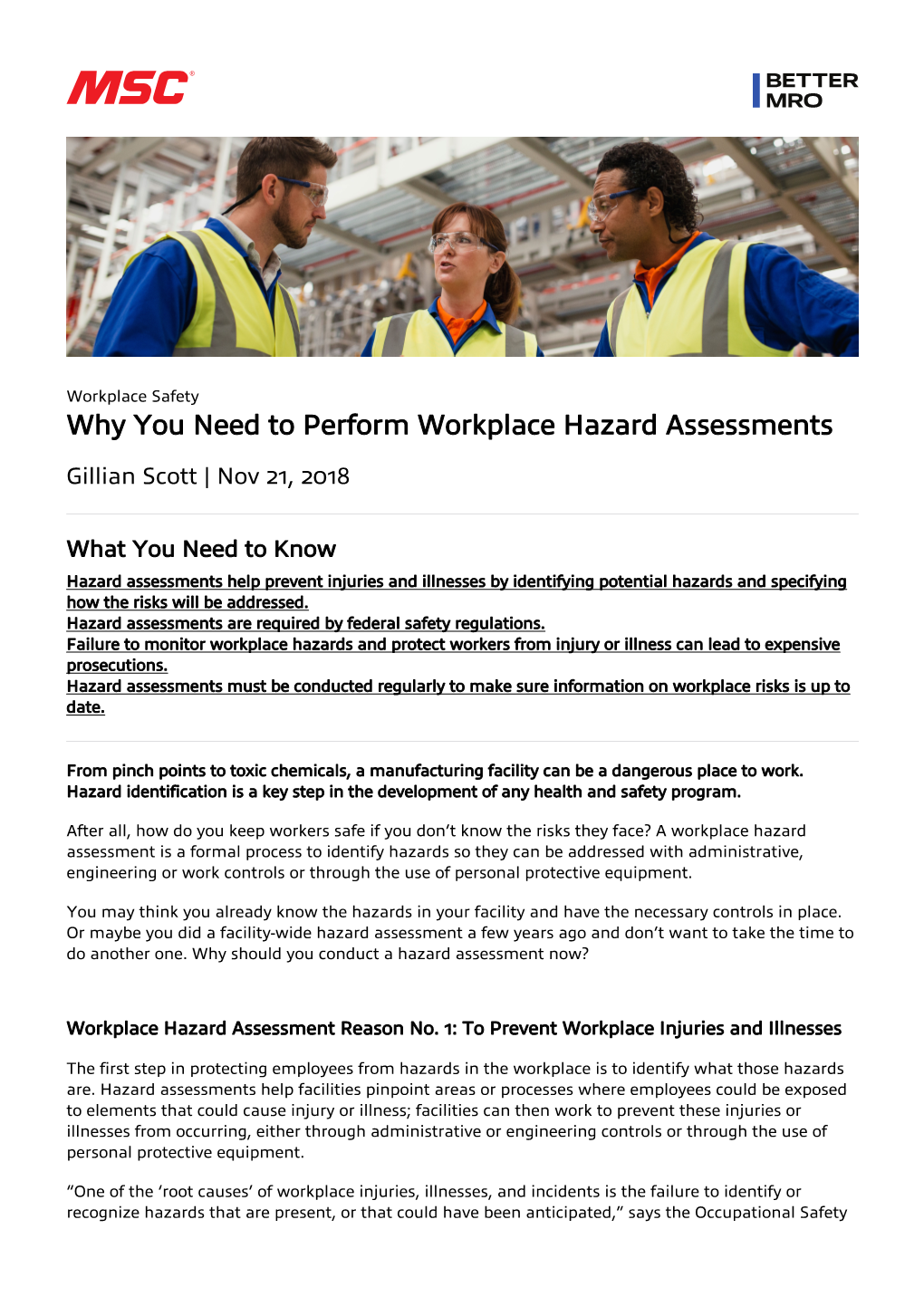 Why You Need to Perform Workplace Hazard Assessments