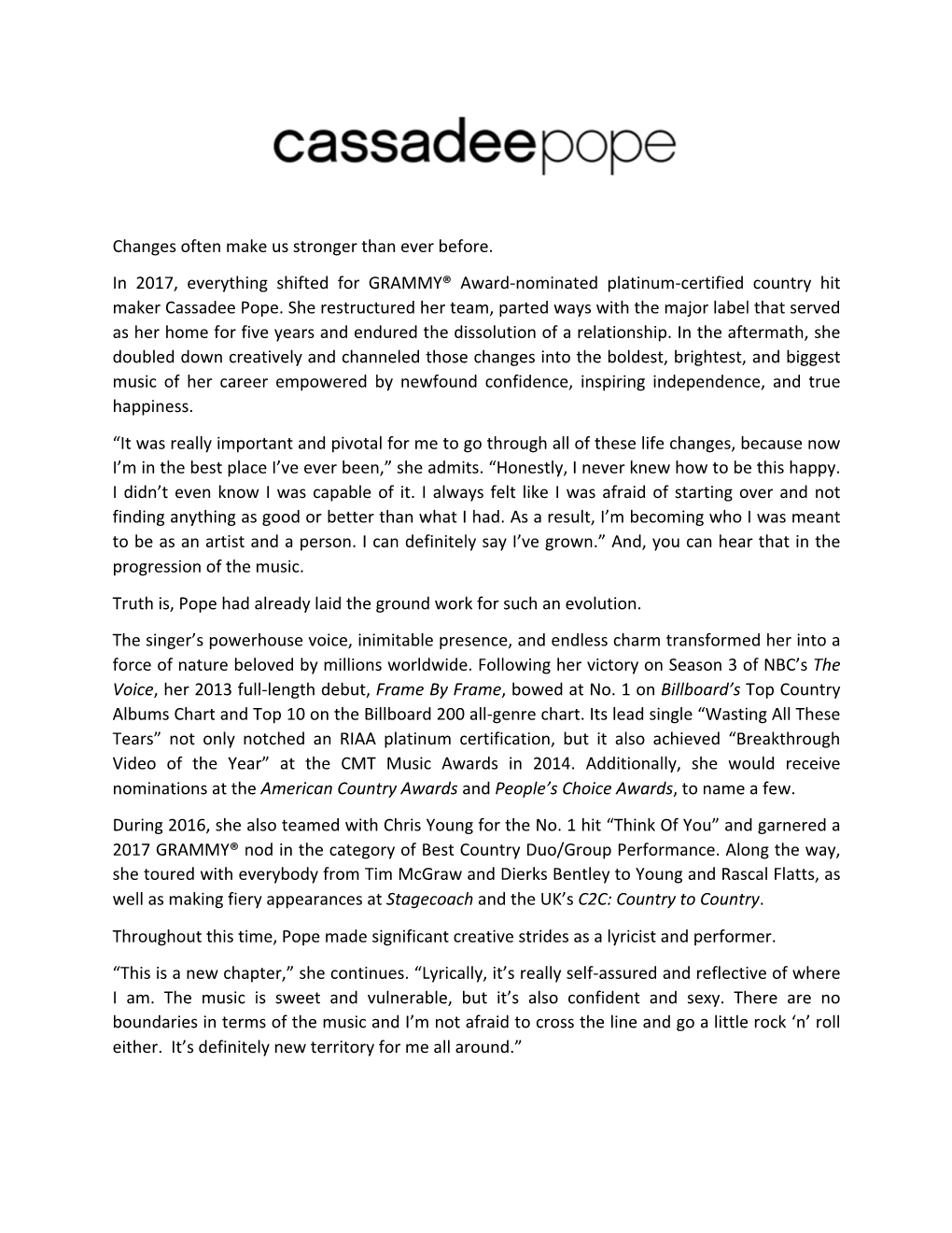 REVISED Cassadee