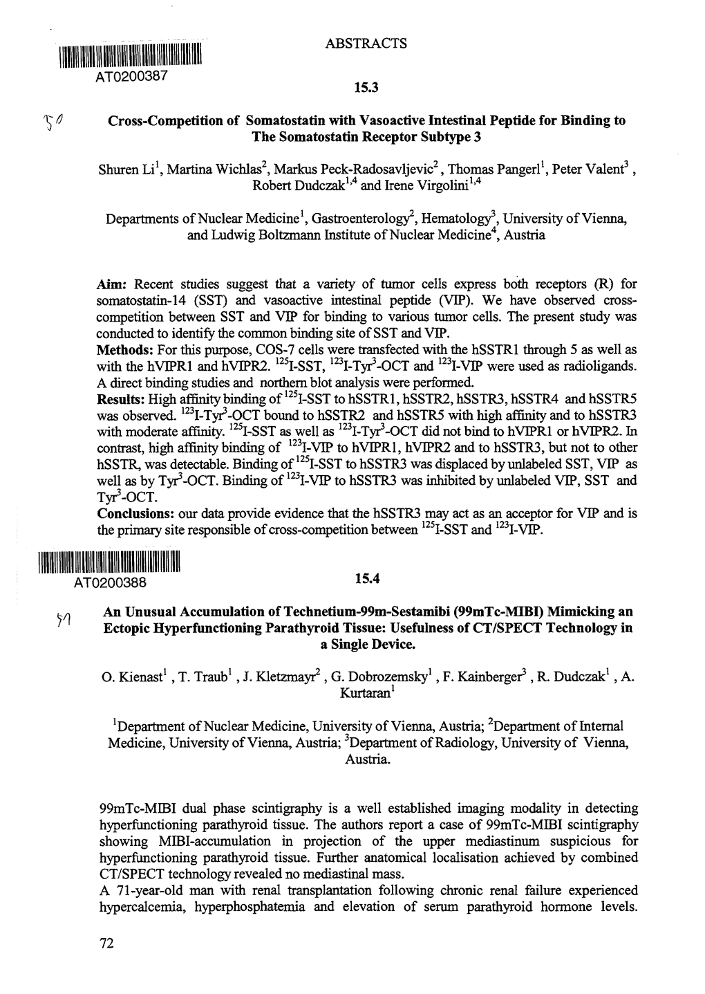 Cross-Competition of Somatostatin with Vasoactive Intestinal Peptide for Binding to the Somatostatin Receptor Subtype 3