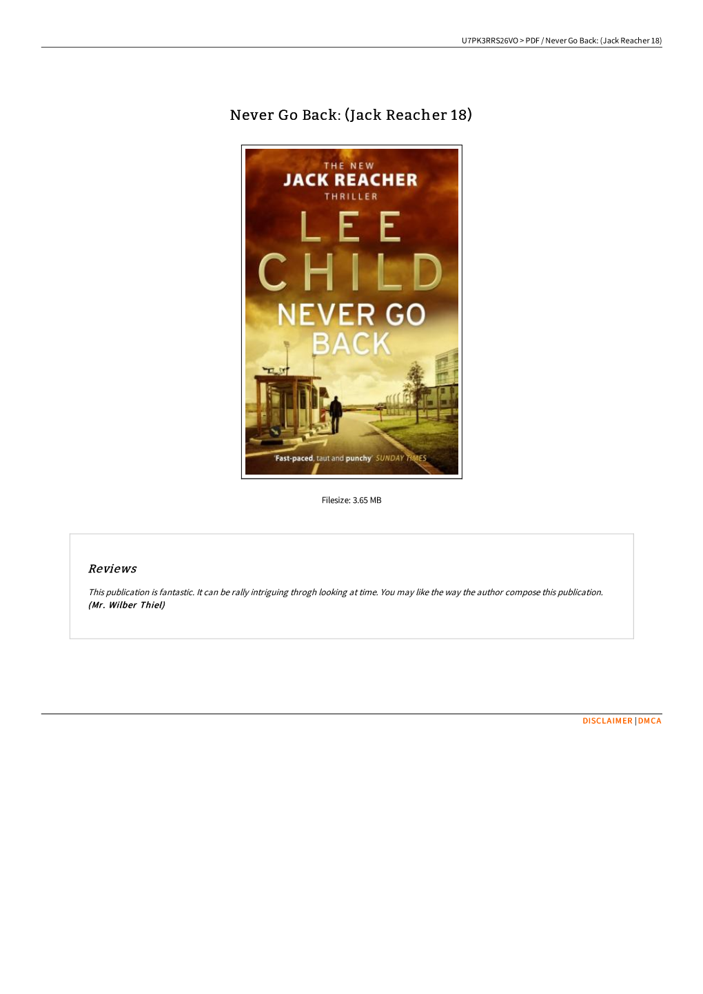 Download Ebook > Never Go Back: (Jack Reacher 18) LLZ5AXZE9DPD