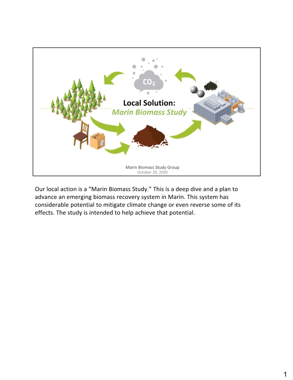 Marin Biomass Study.” This Is a Deep Dive and a Plan to Advance an Emerging Biomass Recovery System in Marin