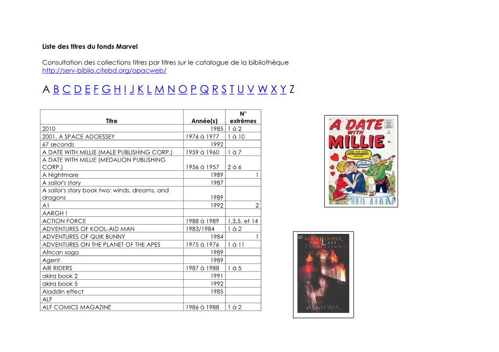 Page 1 Liste Des Titres Du Fonds Marvel Consultation Des Collections