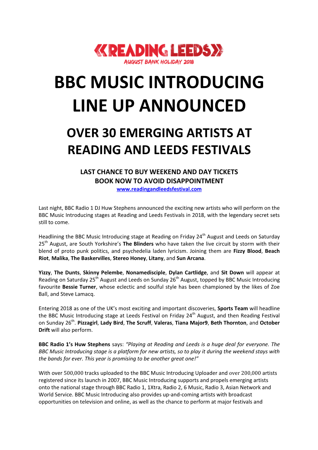 Bbc Music Introducing Line up Announced