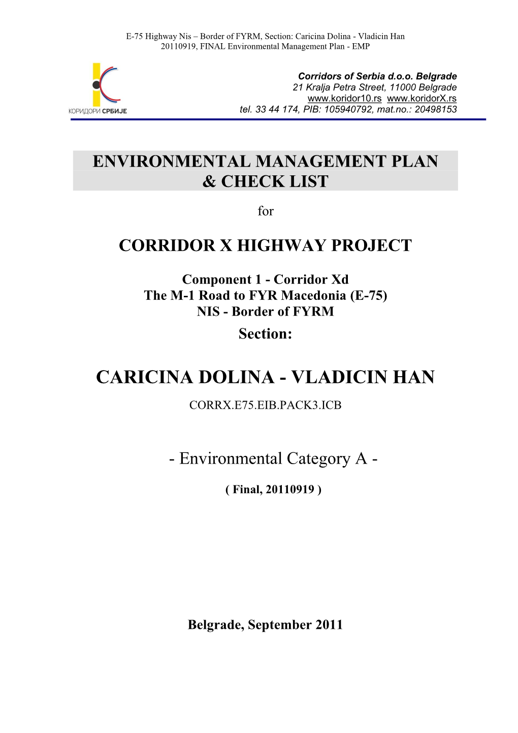 Environmental Management Plan - EMP