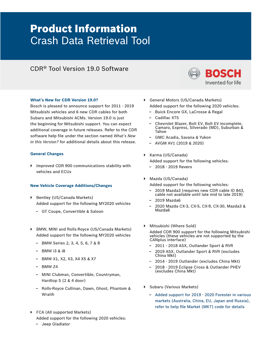 Product Information Crash Data Retrieval Tool