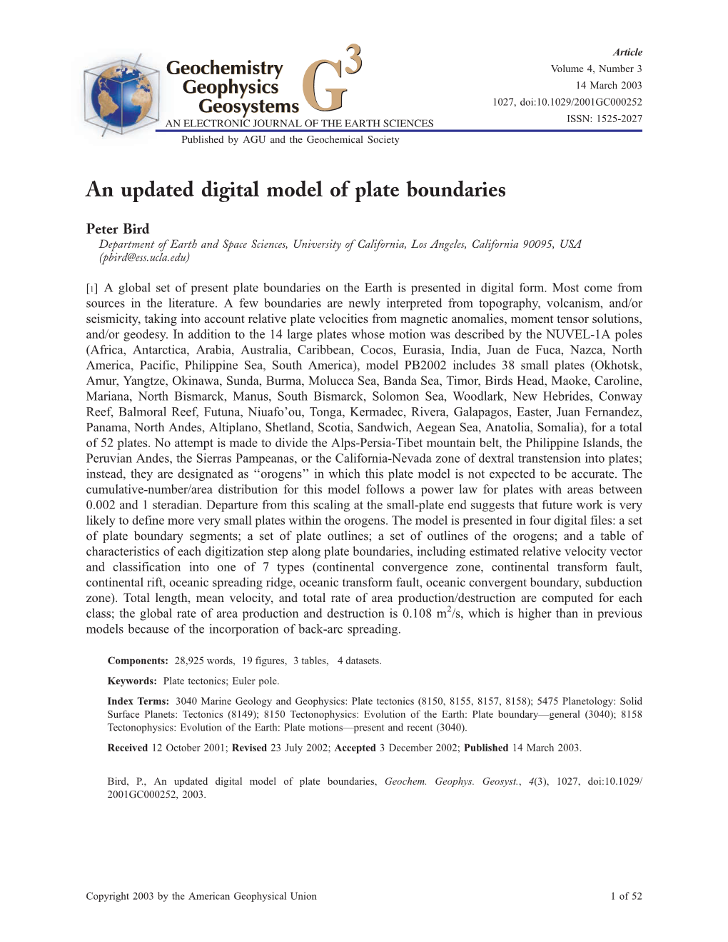 An Updated Digital Model of Plate Boundaries