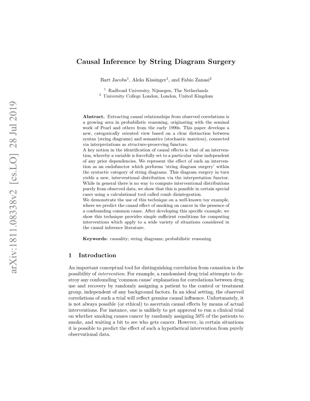 Causal Inference by String Diagram Surgery