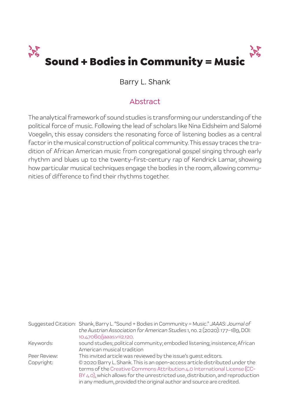 Sound + Bodies in Community = Music